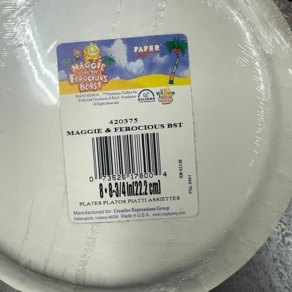 Maggie‎ And The Ferocious Beast Hamilton Party Plates Dinner Lunch Plate 4 Packs
